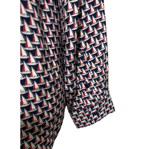Joie Silk Blouse Shirt Top M Sailboat Print Nautical Long Sleeve Button Up - Picture 6 of 9